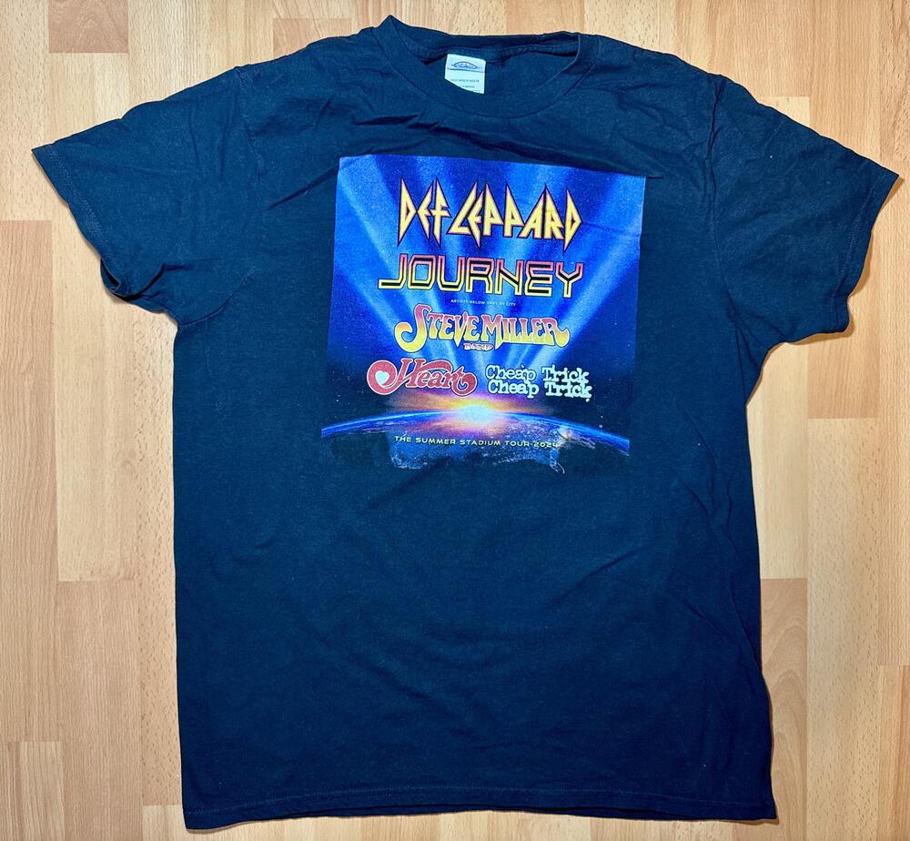 Def Leppard Journey Shirt Mens Medium Black 2024 Summer Stadium Tour Band Tee